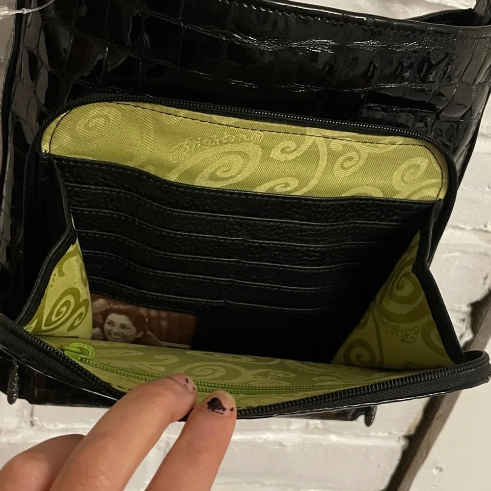 Brighton Black Embossed Patent Leather Shoulder Bag - Picture 5 of 11